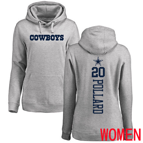 Women Dallas Cowboys Ash Tony Pollard Backer #20 Pullover NFL Hoodie Sweatshirts
